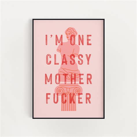 Im One Classy Mother Fucker Print Pink And Red Wall Art Etsy
