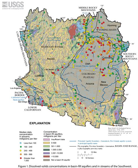 Usgs Nawqa Salinity In Streams And Ground Water In The Southwest