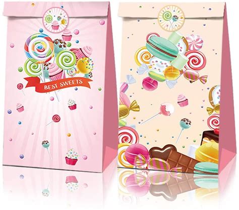 Candyland Party Favor Bags 12 Pack Lollipop Paper T Bags Goodies