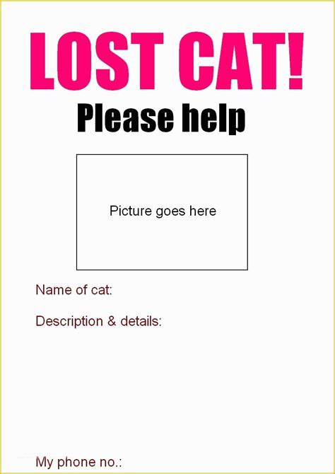 28 Lost Cat Poster Template Free Heritagechristiancollege