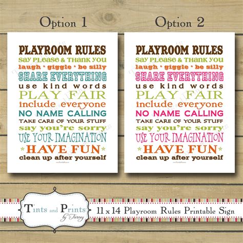 New Printable Playroom Rules Sign