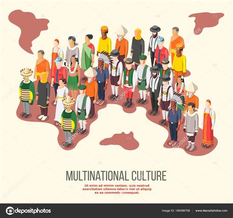 Multinational Culture Isometric Composition — Stock Vector