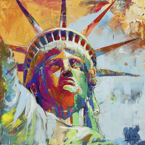 Statue Of Liberty 180x180cm 70 9x70 9 Inch Acrylic On Canvas Voka Art Colorful Art Painting