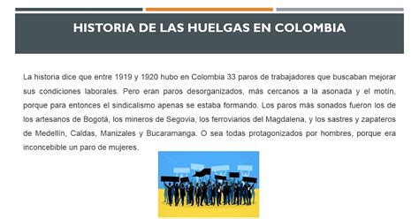 Historia De Las Huelgas En Colombia Derecho Laboral Colectivo Y