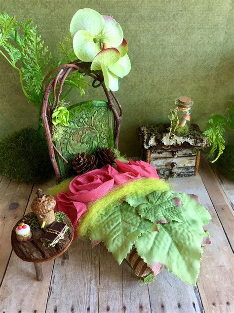 Woodland fairy bedroom set, fae furniture, dollhouse miniature