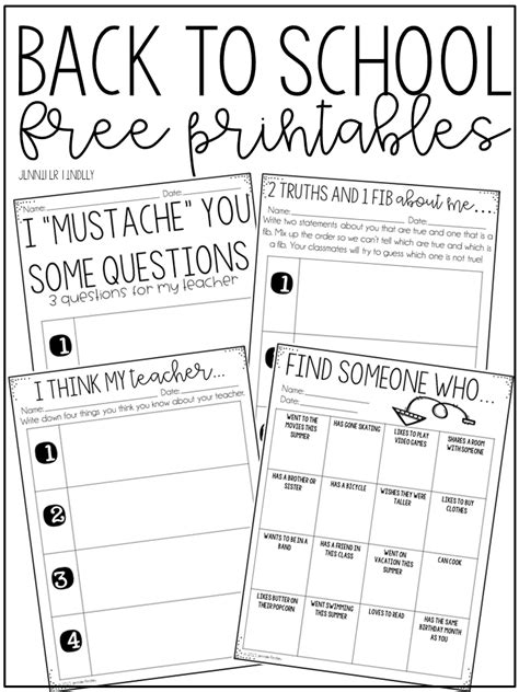Back To School Printables To Use During The First Week Of School