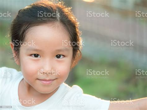 Adorable Asian Cute Girl Close Up Head Shot Healthy Girl Stock Photo