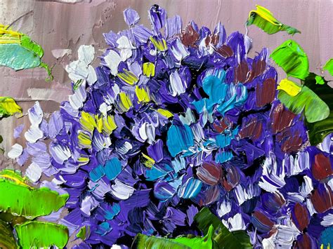 Hydrangea Oil Painting Floral Original Art Flower Painting Etsy
