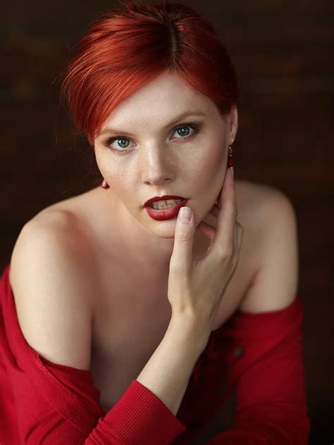 Online Crop Hd Wallpaper Face Gene Oryx Portrait Women Short Hair Redhead Red Lipstick