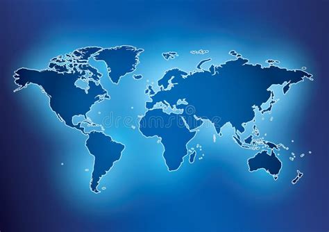 Bright Blue Background With Map Of The World And Contour Eps Stock