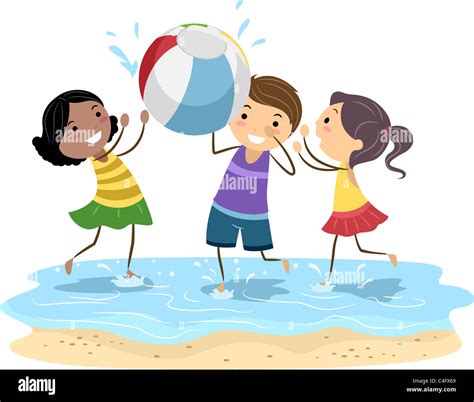 Illustration Of Kids Playing With A Beach Ball Stock Photo 37229201