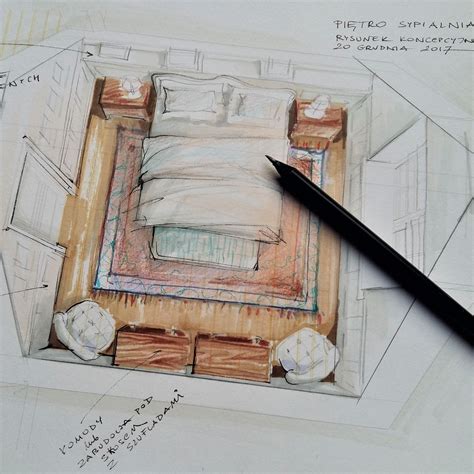 Top View Of The Bedroom Sketch And Design By Magdalena Sobula