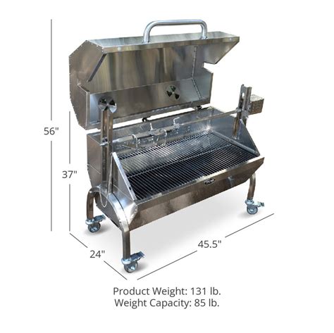 35w Stainless Steel Outdoor Rotisserie Grill Roaster With Glass Hood