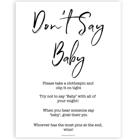 Dont Say Baby Game Printable Gender Neutral Baby Shower Games