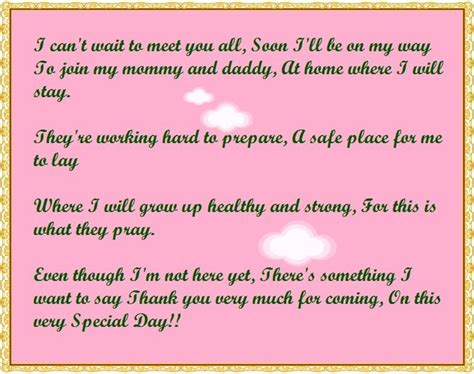 Baby Shower Thank You Poems From Unborn Baby
