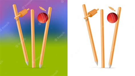 Premium Vector Cricket Ball Hitting Wickets Out Cricket Concept