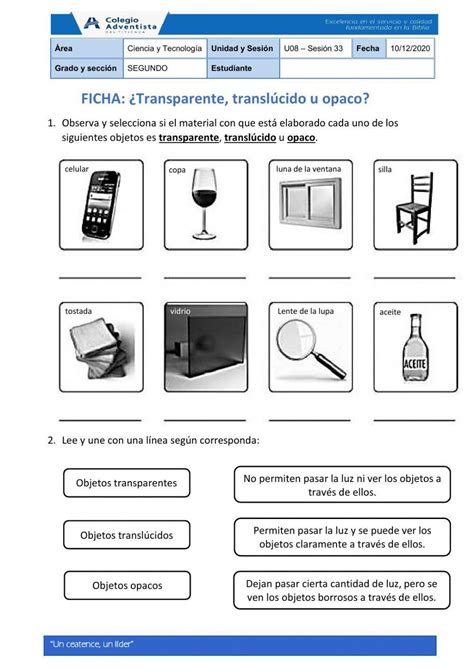 Atividades Sobre Materiais Opacos Translúcidos E Transparentes 3 Ano