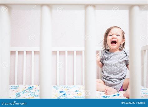 Baby Crying In Crib Stock Photo Image Of Upset Crib 55038722