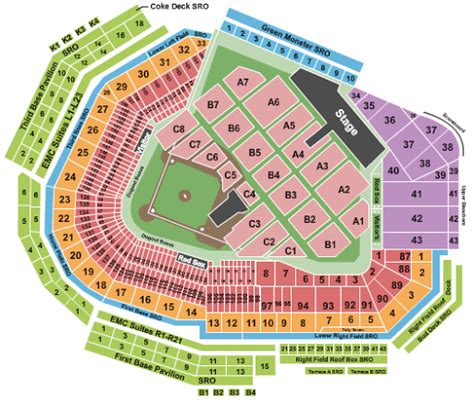 Fenway Park Seating Chart Rows Seats And Club Seats