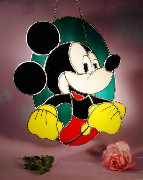 Stained Glass Mickey Mouse 398 Etsy Nederland Disney Stained Glass
