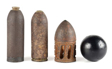 Lot Of 4 Civil War Artillery Shells Braille Borman Fuse James Birdcage Auctions And Price