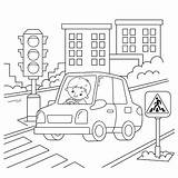 Coloring Traffic Road Cartoon Light Driver Outline Children Transport Illustration Vehicle Activity Boys Vector Vectors Istock sketch template