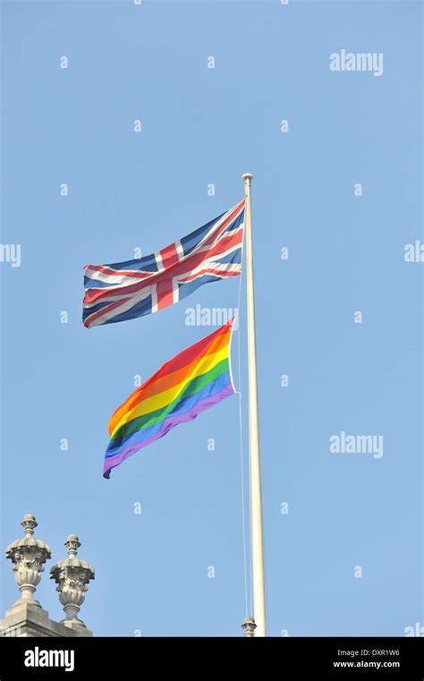 Whitehall London Uk 29th March 2014 The Rainbow Flag Flies With The