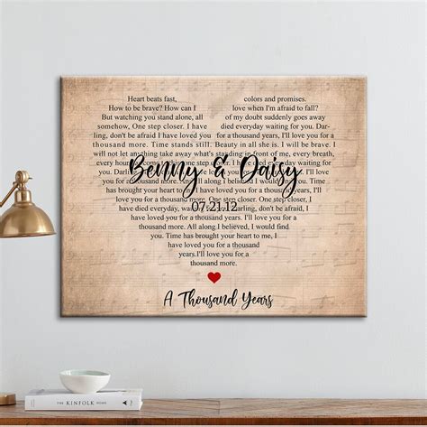 Personalized Love Song Lyrics Canvas Anniversary Wall Decor Etsy