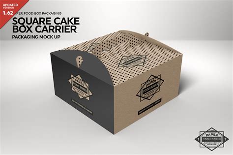 Square Cake Box Carrier Packaging Mockup By Inc Design Studio
