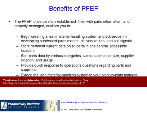 Ppt Psl Pi Pfep Plan For Every Part Presentation 33 Slide Ppt