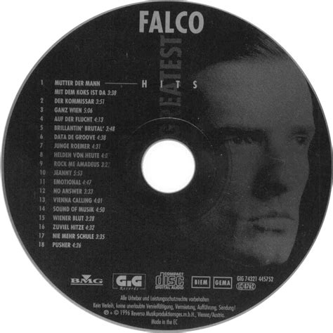 carátula cd de falco greatest hits portada