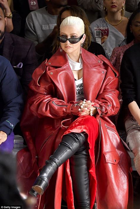 Christina Aguilera Cuts Edgy Figure In Red Jacket And Ripped Statement