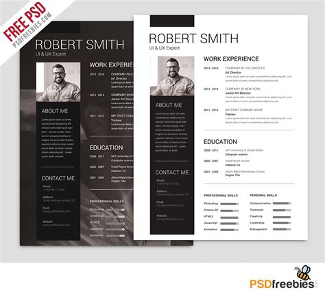 Free Resume Templates In Photoshop Psd Format Creativebooster