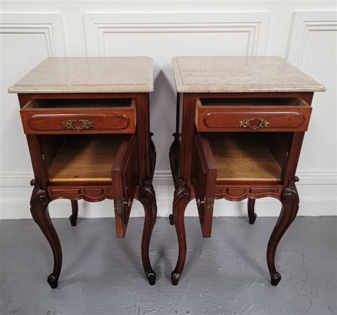 Buy Walnut And Marble Top Bedsides From Moonee Ponds Antiques
