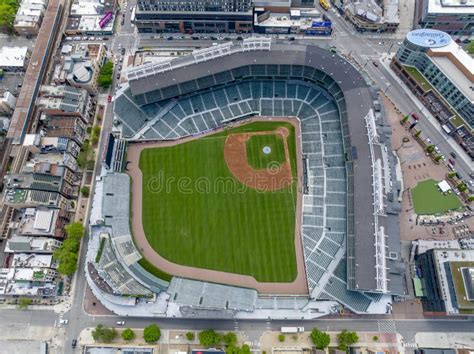 Aerial View Of Wrigley Field Home Of The Chicago Cubs Major League