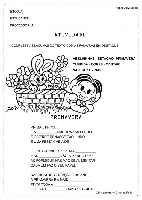 Atividade De Alfabetização Texto