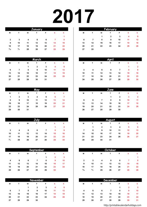 2017 Blank Yearly Calendar Template Printable Calendar Template 2020 2021