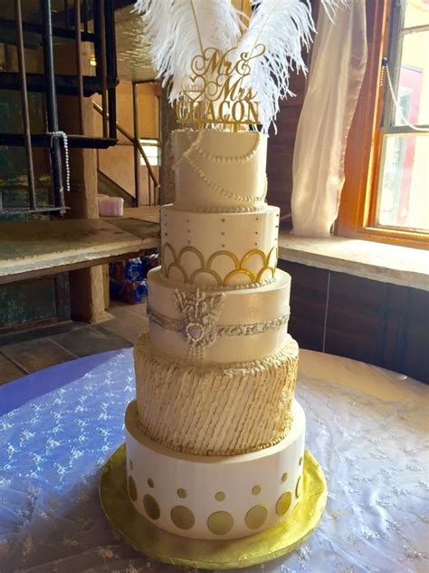 The bottom tier has wafer paper. Great Gatsby theme wedding cake | Wedding cakes with ...