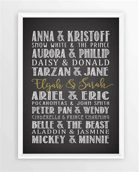 Personalized Disney Couples Print Disney Wedding T T Etsy