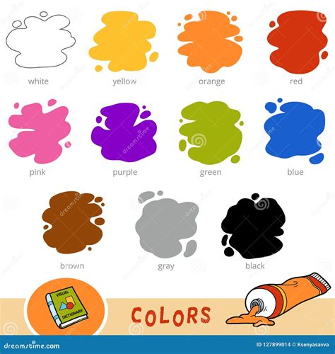 Colorful Set Of Basic Colors Visual Dictionary For Children Stock