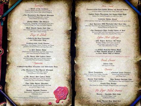 Pirates In The Caribbean Dinner Menu • The Disney Cruise Line Blog