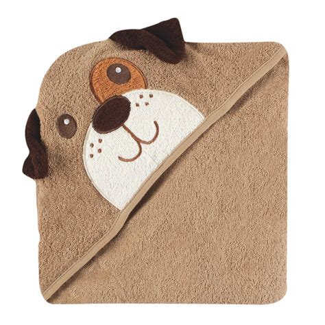 Luvable Friends Animal Face Hooded Towel Brown Dog Baby And Toddler