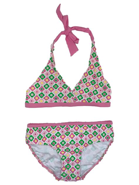 circo girls pink and green flower 2 piece bathing suit swim set upf 50 swimwear l