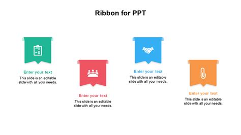 Editable And Creative Ribbon For Ppt Presentation Templates