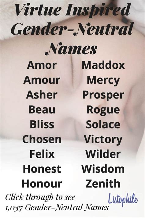 Virtue Inspired Gender Neutral Names Gender Neutral Names Names