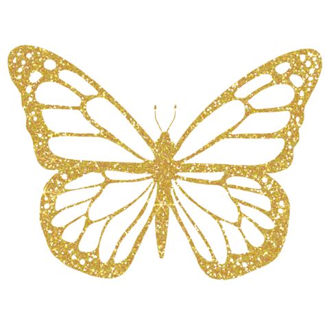 Golden Butterfly Glitter On Transparent Background Butterfly Icon