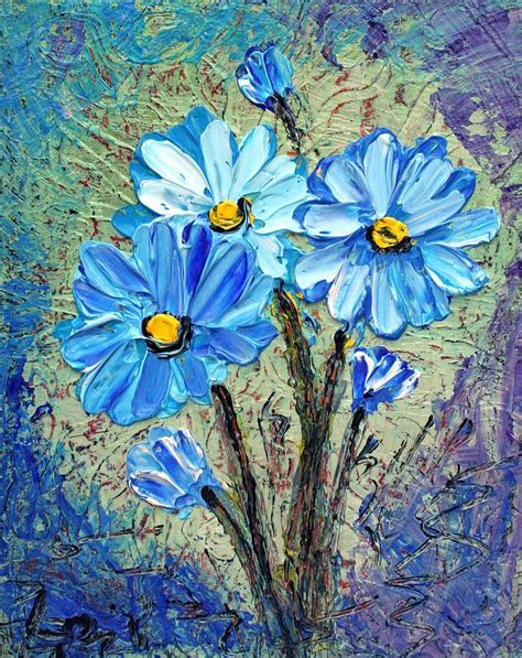 Blue Flowers Painting By Luiza Vizoli