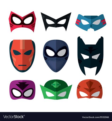 Icon Set Of Superhero Mask Cartoon Design Vector Image