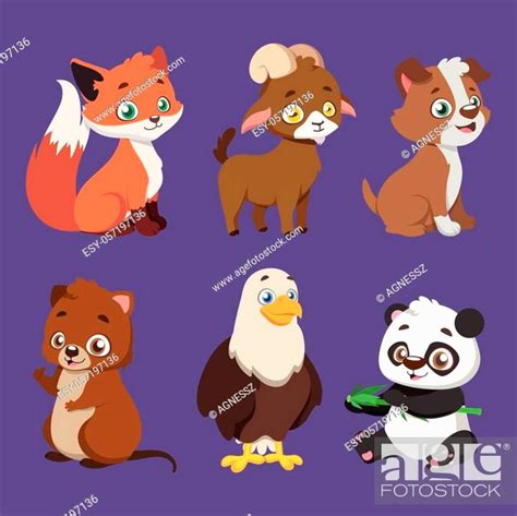 Set Of Six Different Animal Species Stock Vector Vector And Low