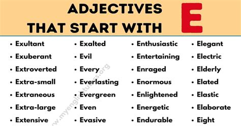 Adjective That Start With Letter E 200 Useful Adjectives That Start